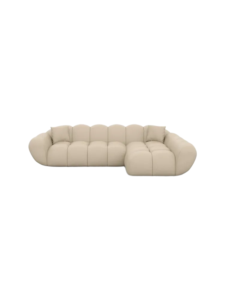 4-Sitzer Design Echtleder Ecksofa „Levante“ Echtleder Beige BLOOMINGLOFT Collection