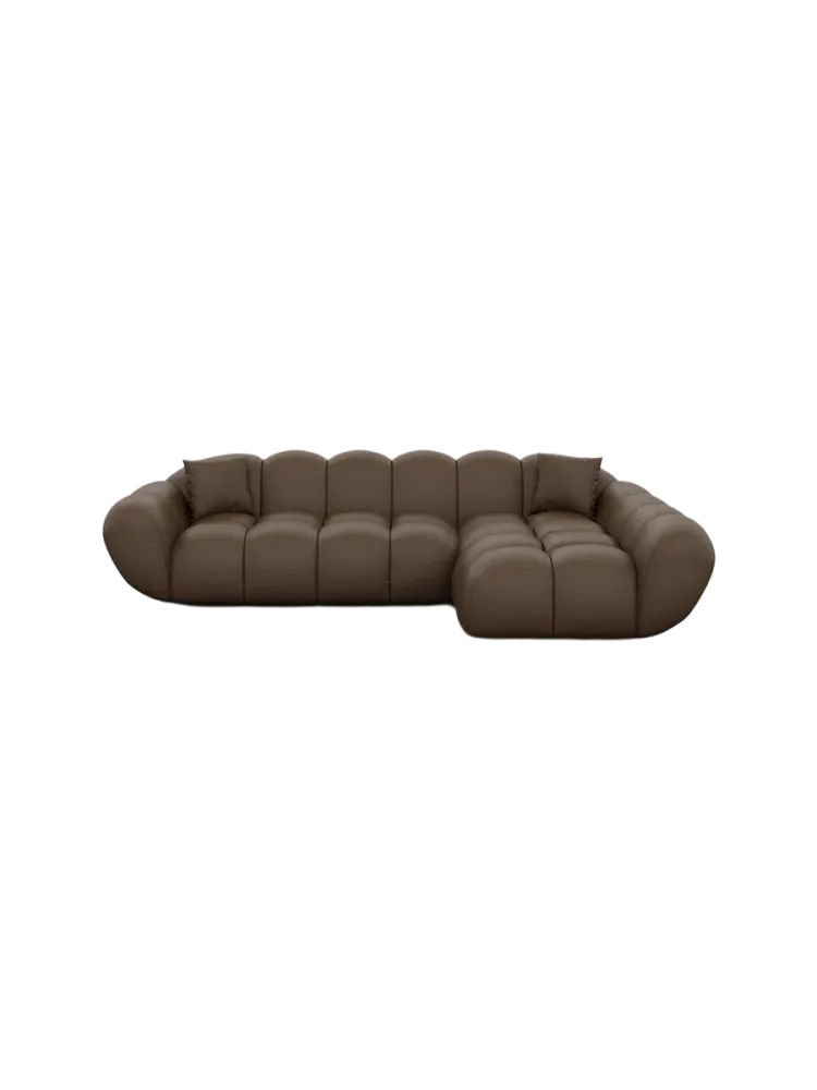 4-Sitzer Design Echtleder Ecksofa „Levante“ Echtleder Dark Brown BLOOMINGLOFT Collection