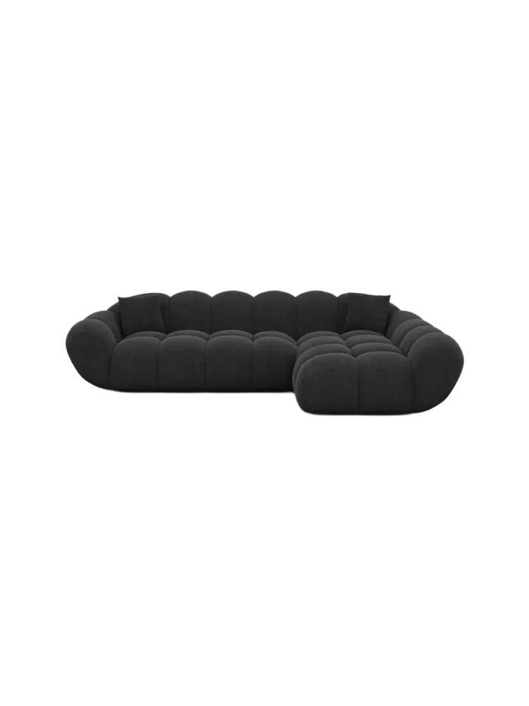 4-Sitzer Design Ecksofa „Levante“ mit Strukturstoff-Bezug Strukturstoff Schwarz BLOOMINGLOFT Collection