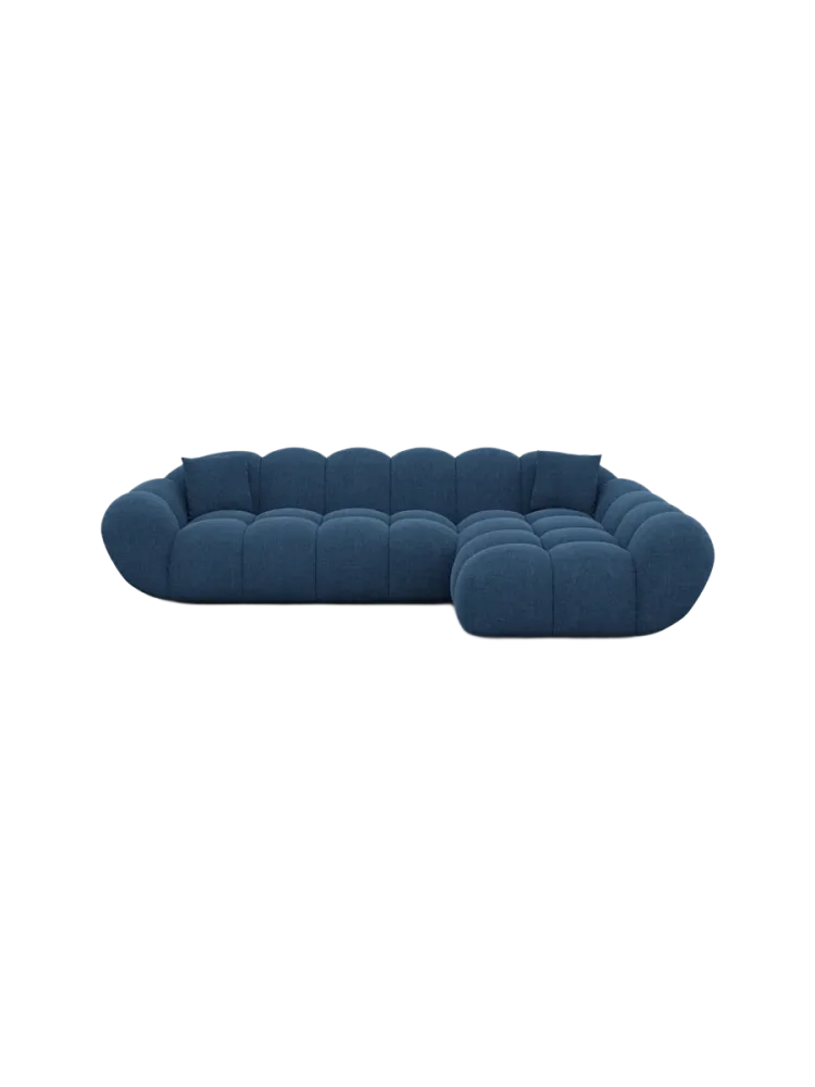 4-Sitzer Design Ecksofa „Levante“ mit Strukturstoff-Bezug Strukturstoff Dunkelblau BLOOMINGLOFT Collection