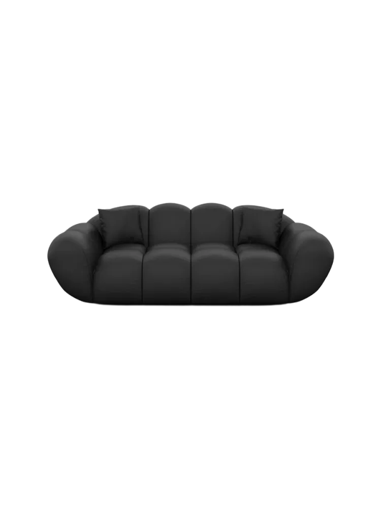 2-Sitzer Design Echtleder Sofa „Levante“ Echtleder Schwarz BLOOMINGLOFT Collection