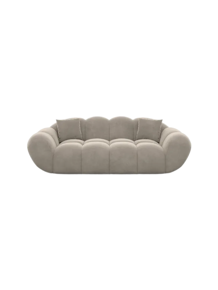 2-Sitzer Design Sofa „Levante“ mit Samtbezug Samtbezug Beige dunkel BLOOMINGLOFT Collection