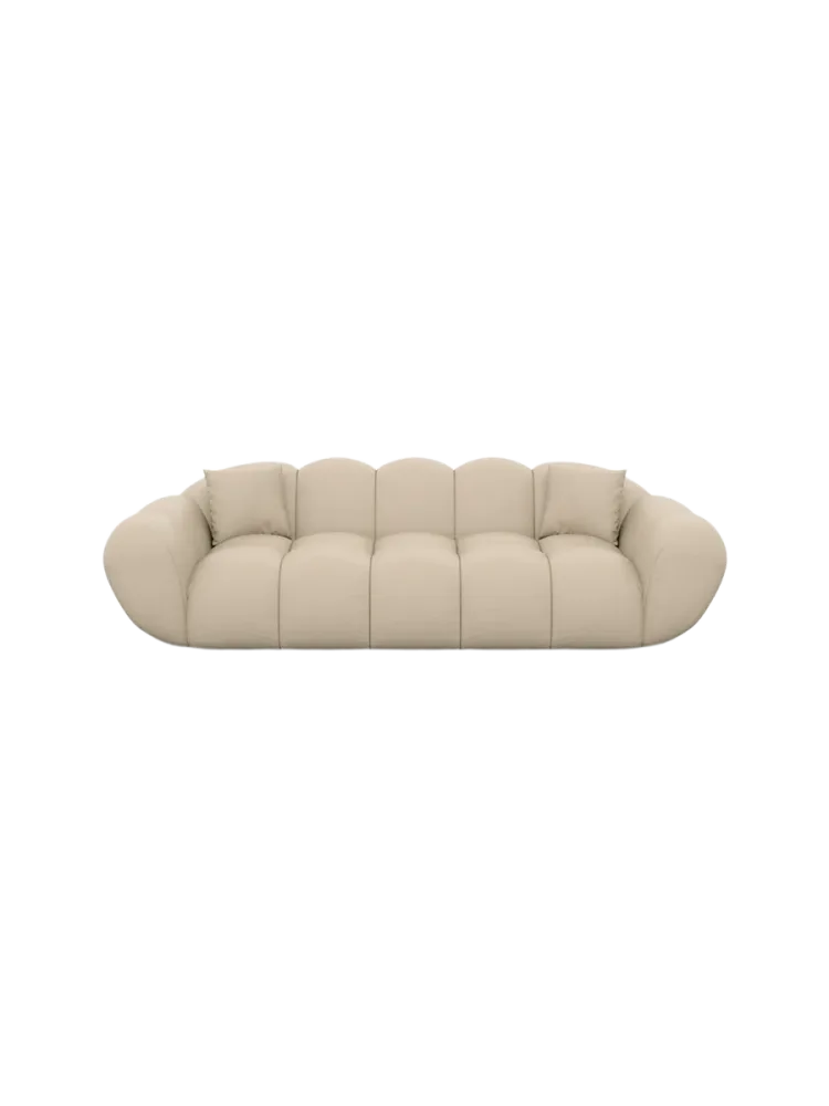 3-Sitzer Design Echtleder Sofa „Levante“ Echtleder Beige BLOOMINGLOFT Collection