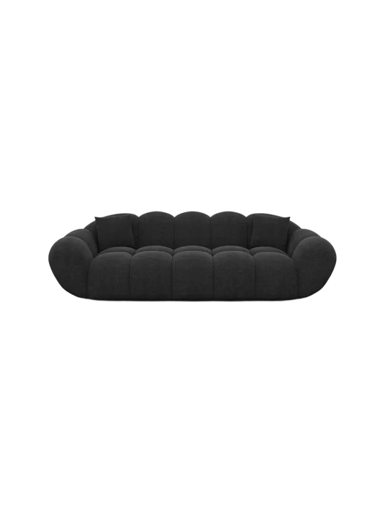 3-Sitzer Design Sofa „Levante“ mit Strukturstoff-Bezug Strukturstoff Schwarz BLOOMINGLOFT Collection