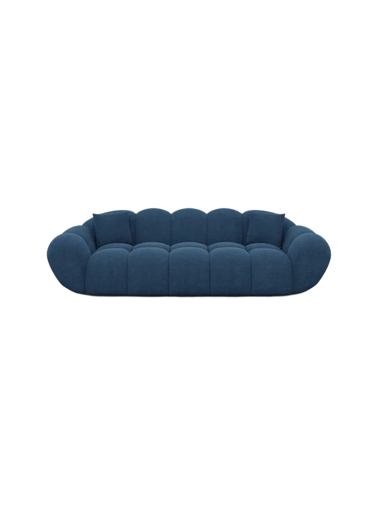 3-Sitzer Design Sofa „Levante“ mit Strukturstoff-Bezug Strukturstoff Dunkelblau BLOOMINGLOFT Collection