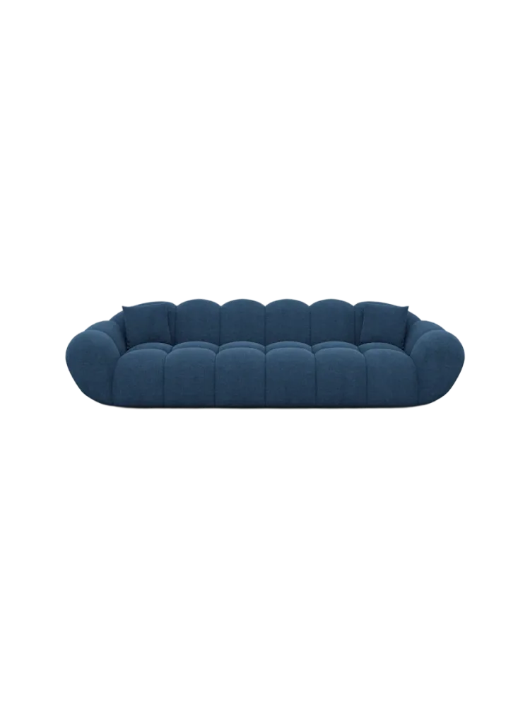 4-Sitzer Design Sofa „Levante“ mit Strukturstoff-Bezug Strukturstoff Dunkelblau BLOOMINGLOFT Collection