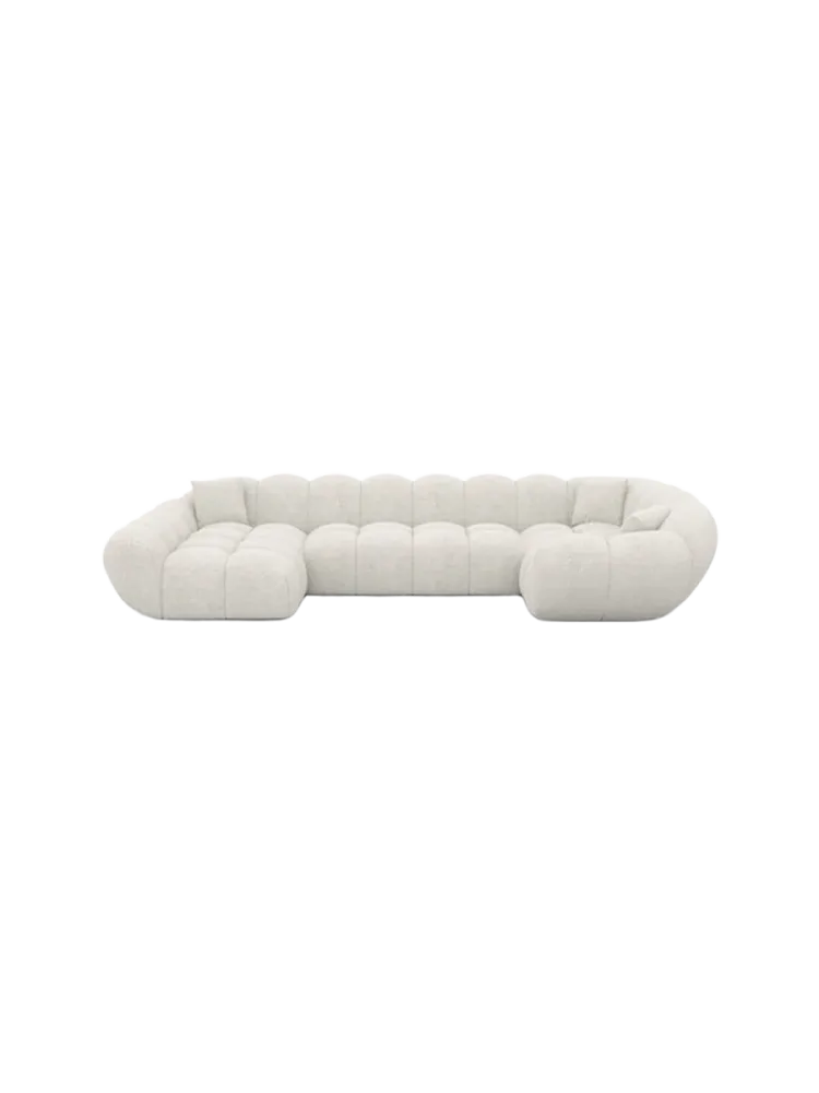 6-Sitzer Design Panorama-Sofa „Levante XL“ mit Bouclé-Bezug Bouclé White BLOOMINGLOFT Collection