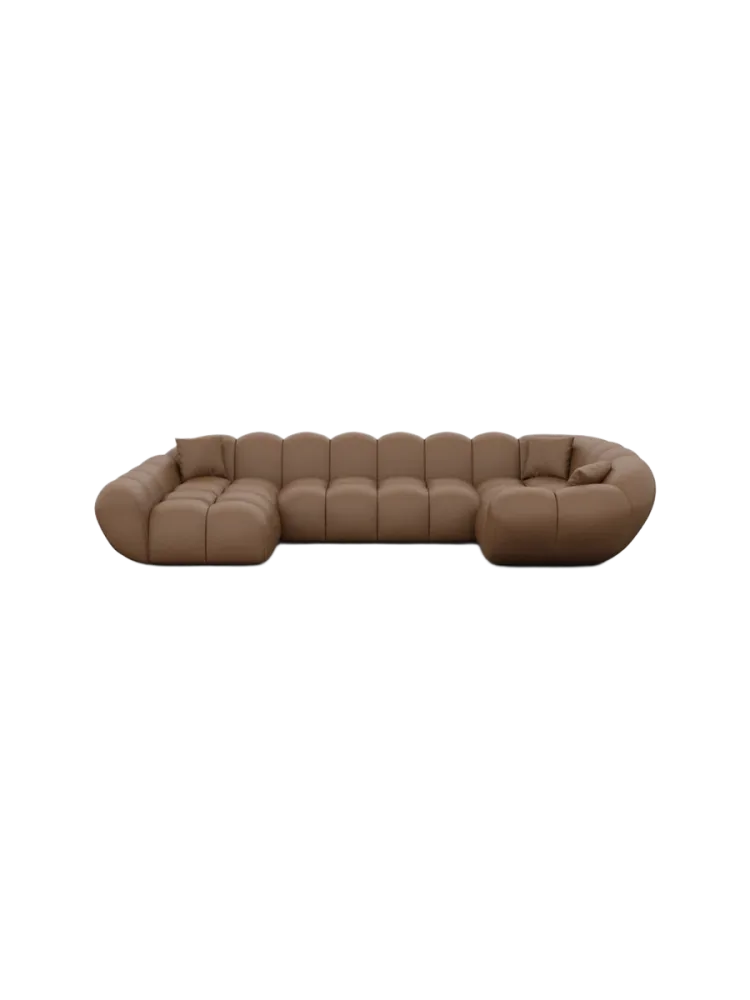 6-Sitzer Design Echtleder Panorama-Sofa „Levante XL“ Echtleder Choco Brown BLOOMINGLOFT Collection