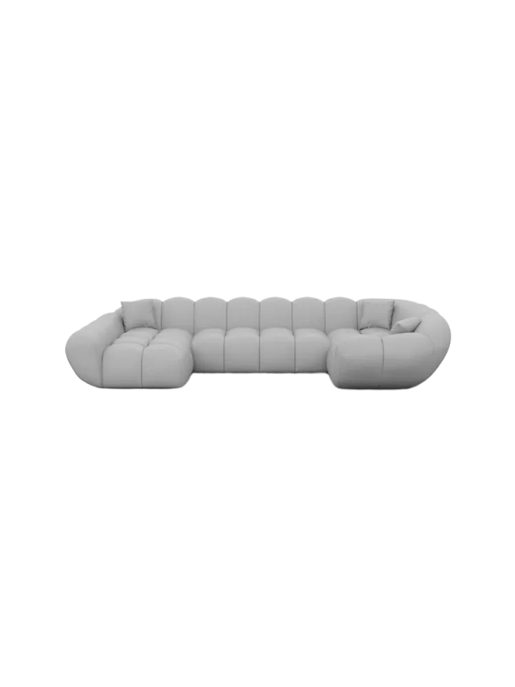 6-Sitzer Design Echtleder Panorama-Sofa „Levante XL“ Echtleder Light Grey BLOOMINGLOFT Collection