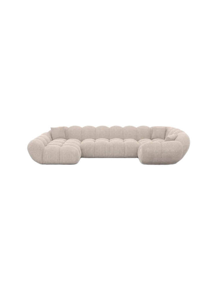 6-Sitzer Design Panorama-Sofa „Levante XL“ mit Strukturstoff-Bezug Strukturstoff Beige BLOOMINGLOFT Collection