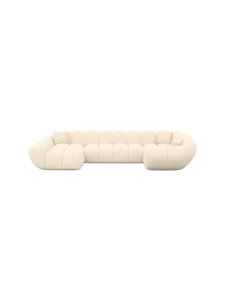 6-Sitzer Design Panorama-Sofa „Levante XL“ mit Strukturstoff-Bezug Strukturstoff Cream BLOOMINGLOFT Collection