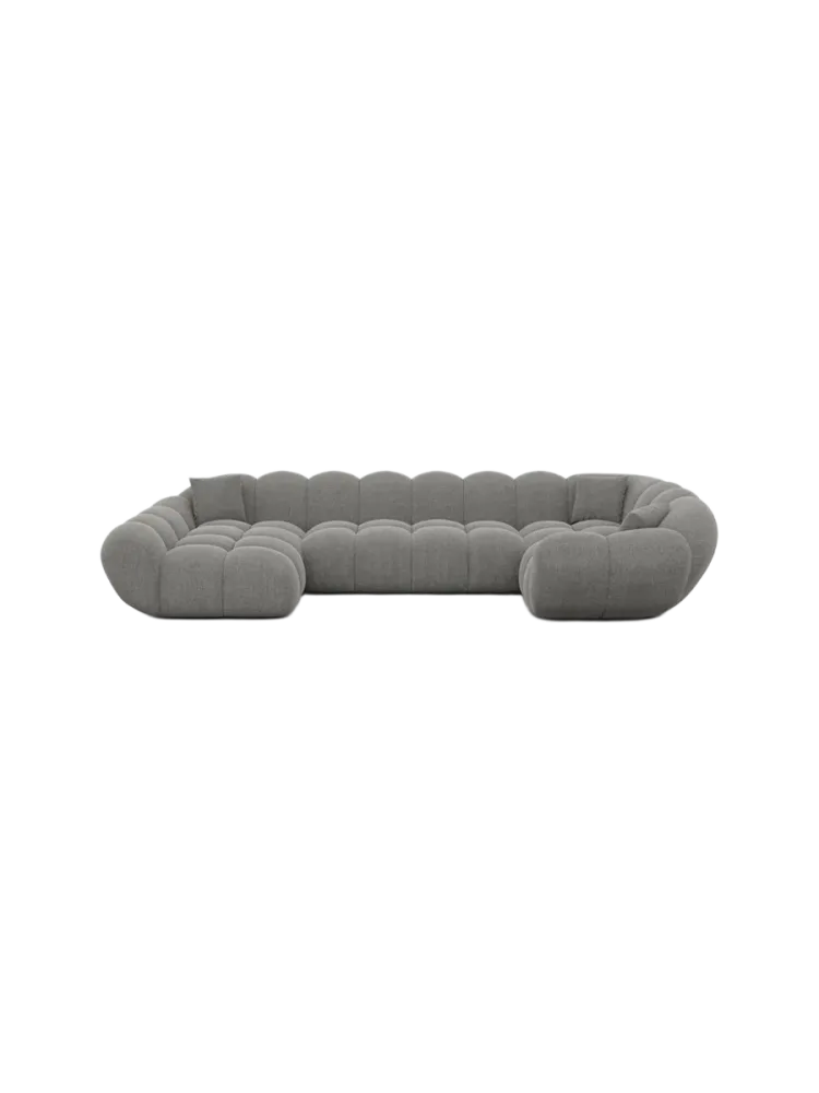 6-Sitzer Design Panorama-Sofa „Levante XL“ mit Strukturstoff-Bezug Strukturstoff Grau BLOOMINGLOFT Collection