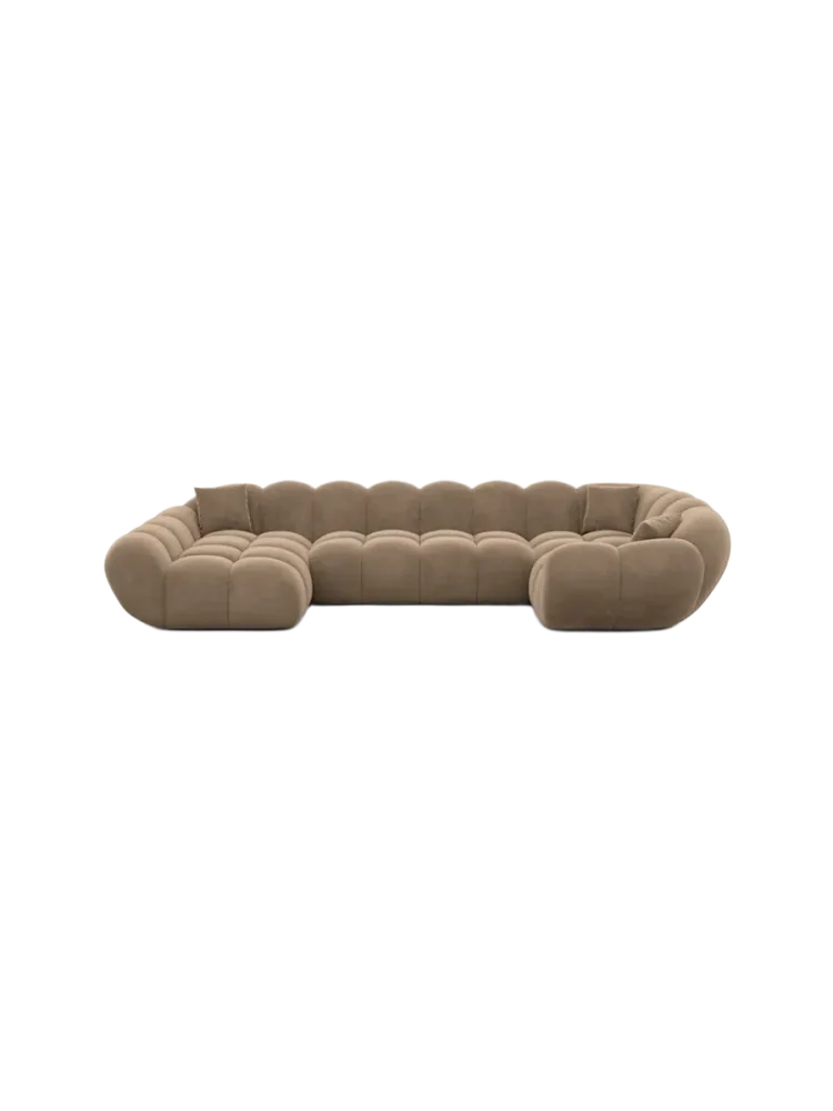 6-Sitzer Design Panorama-Sofa „Levante XL“ mit Samtbezug Samtbezug Braun BLOOMINGLOFT Collection