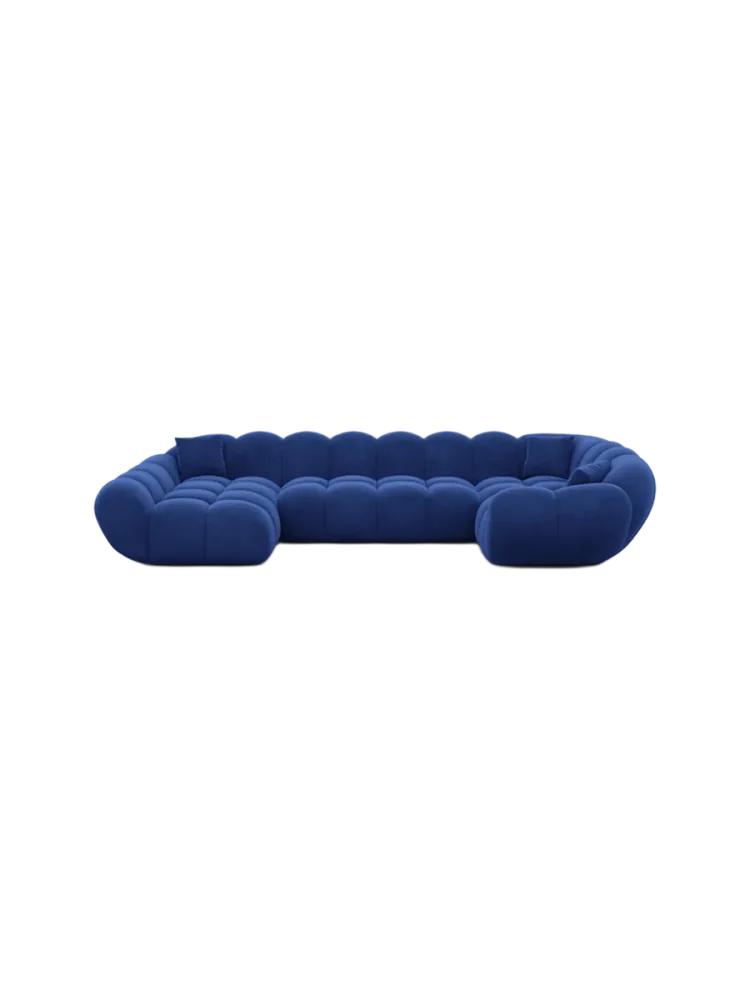 6-Sitzer Design Panorama-Sofa „Levante XL“ mit Samtbezug Samtbezug Königsblau BLOOMINGLOFT Collection