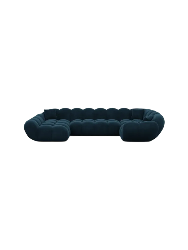 6-Sitzer Design Panorama-Sofa „Levante XL“ mit Samtbezug Samtbezug Petrol dunkel BLOOMINGLOFT Collection