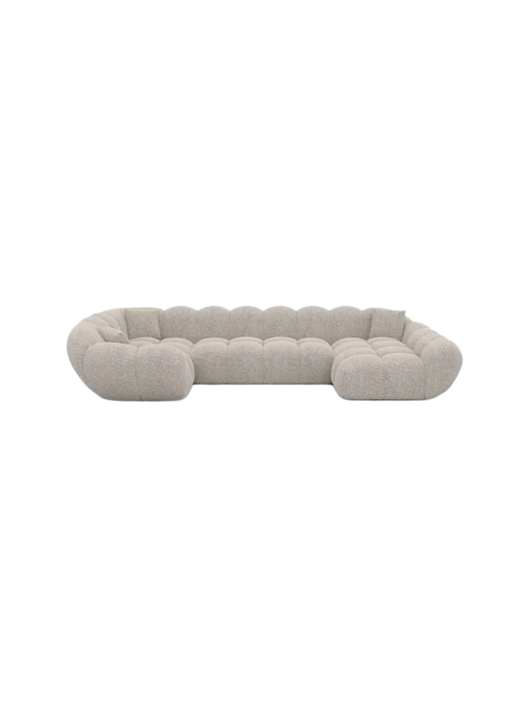 6-Sitzer Design Panorama-Sofa „Levante XL“ mit Bouclé-Bezug Bouclé Toffee BLOOMINGLOFT Collection