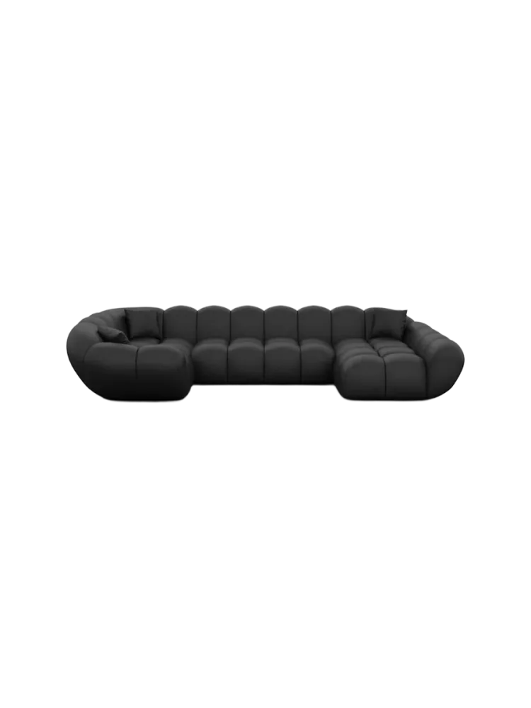 6-Sitzer Design Echtleder Panorama-Sofa „Levante XL“ Echtleder Schwarz BLOOMINGLOFT Collection