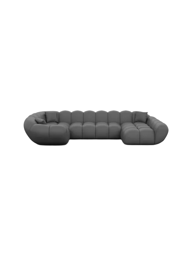 6-Sitzer Design Echtleder Panorama-Sofa „Levante XL“ Echtleder Dark Grey BLOOMINGLOFT Collection