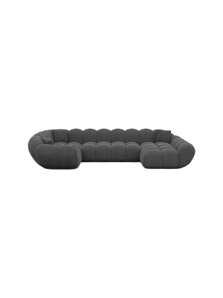 6-Sitzer Design Panorama-Sofa „Levante XL“ mit Strukturstoff-Bezug Strukturstoff Anthrazit BLOOMINGLOFT Collection