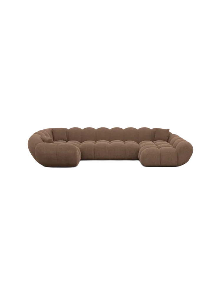 6-Sitzer Design Panorama-Sofa „Levante XL“ mit Strukturstoff-Bezug Strukturstoff Braun BLOOMINGLOFT Collection