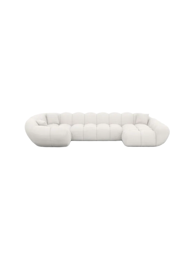 6-Sitzer Design Panorama-Sofa „Levante XL“ mit Strukturstoff-Bezug Strukturstoff Weiss BLOOMINGLOFT Collection