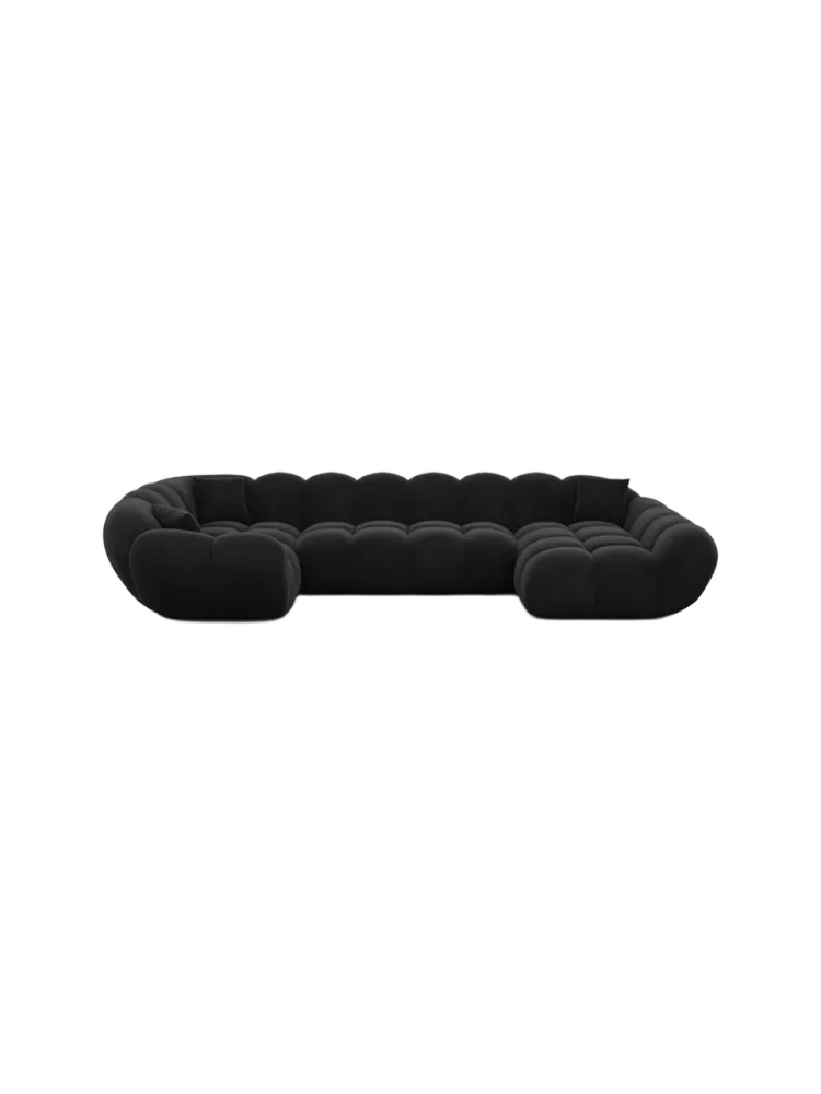 6-Sitzer Design Panorama-Sofa „Levante XL“ mit Samtbezug Samtbezug Schwarz BLOOMINGLOFT Collection