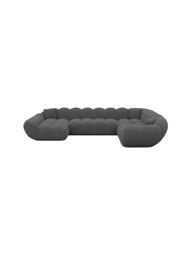 7-Sitzer Design Panorama-Sofa „Levante XXL“ mit Bouclé-Bezug Bouclé Graphit BLOOMINGLOFT Collection