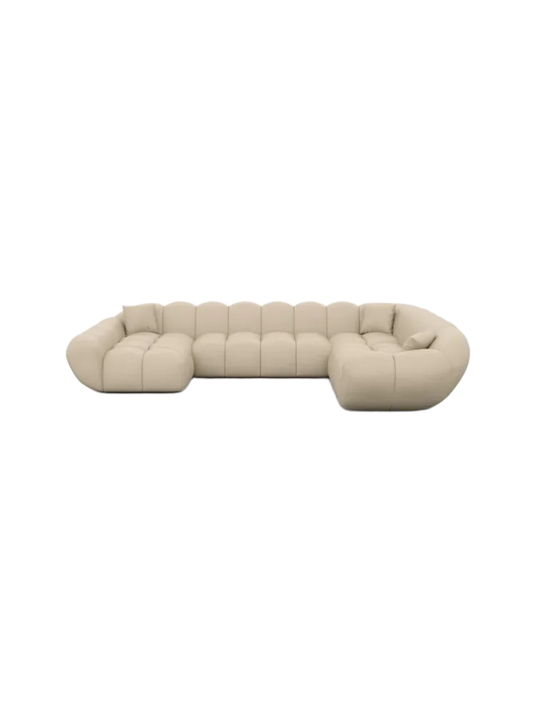 7-Sitzer Design Echtleder Panorama-Sofa „Levante XXL“ Echtleder Beige BLOOMINGLOFT Collection