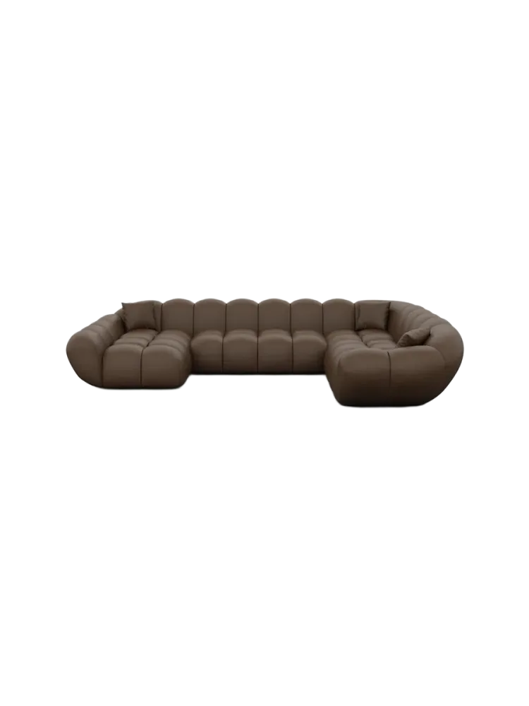 7-Sitzer Design Echtleder Panorama-Sofa „Levante XXL“ Echtleder Dark Brown BLOOMINGLOFT Collection