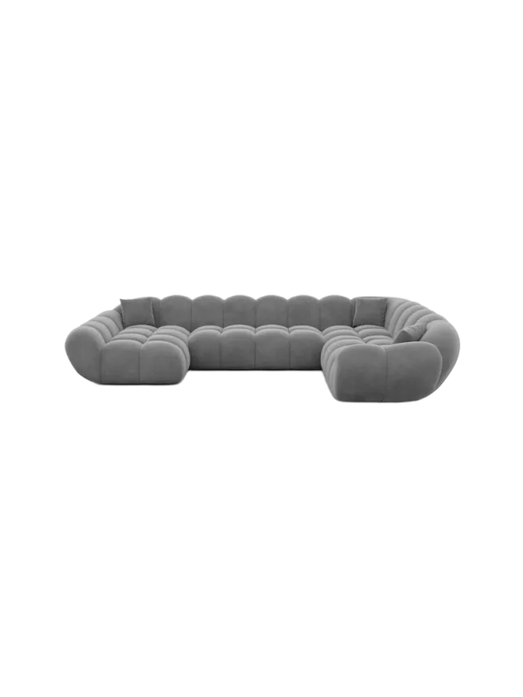 7-Sitzer Design Panorama-Sofa „Levante XXL“ mit Samtbezug Samtbezug Dunkelgrau BLOOMINGLOFT Collection