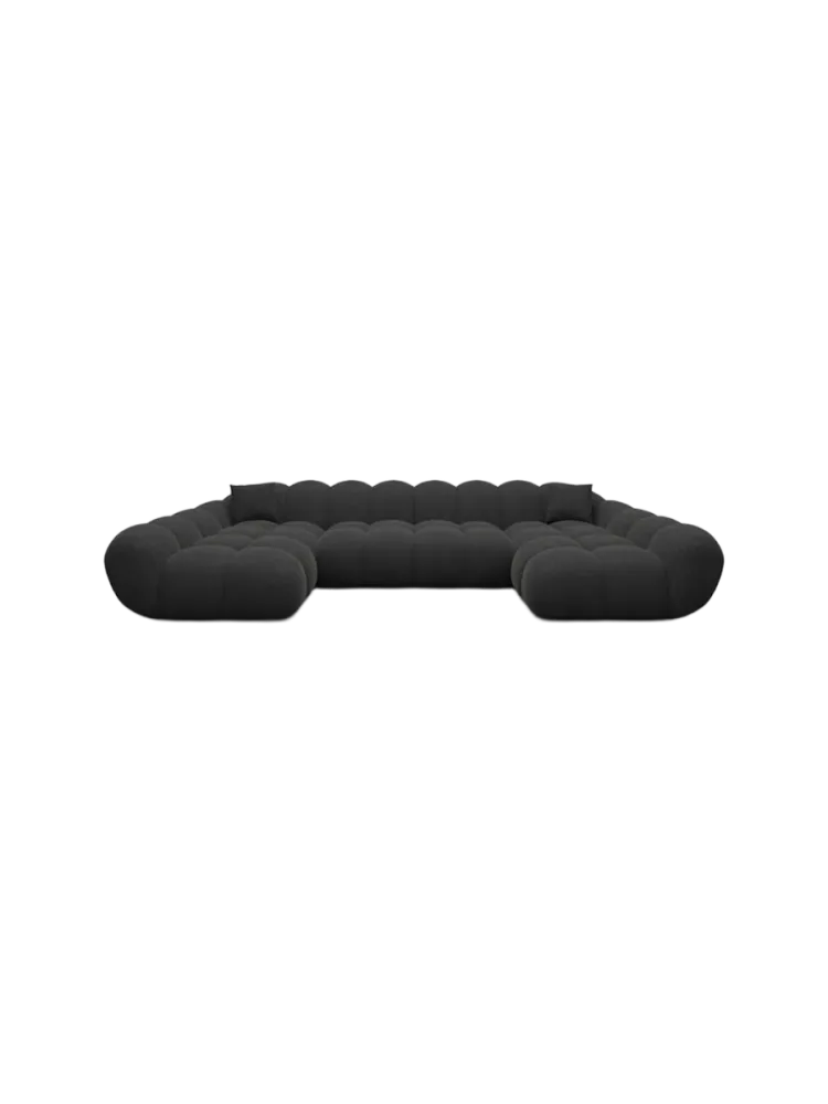 6-Sitzer Design Panorama-Sofa „Levante Studio“ mit Strukturstoff-Bezug Strukturstoff Schwarz BLOOMINGLOFT Collection