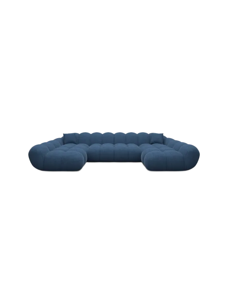 6-Sitzer Design Panorama-Sofa „Levante Studio“ mit Strukturstoff-Bezug Strukturstoff Dunkelblau BLOOMINGLOFT Collection