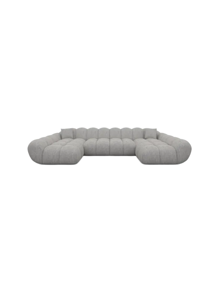 6-Sitzer Design Panorama-Sofa „Levante Studio“ mit Strukturstoff-Bezug Strukturstoff Hellgrau BLOOMINGLOFT Collection