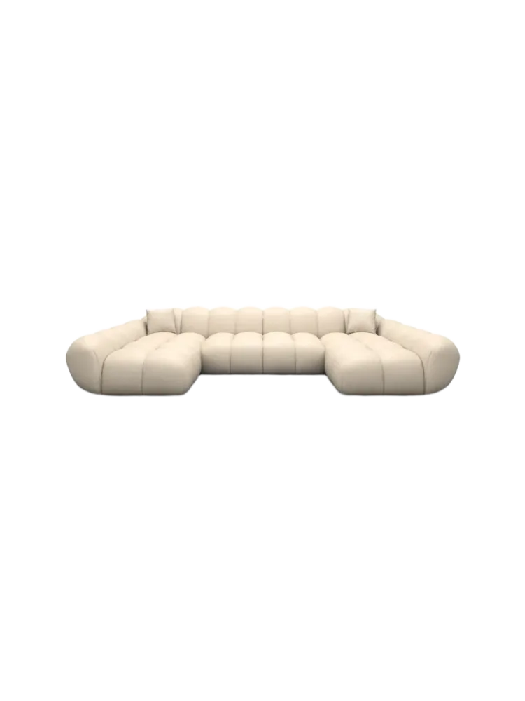 6-Sitzer Design Echtleder Panorama-Sofa „Levante Studio“ Echtleder Beige BLOOMINGLOFT Collection