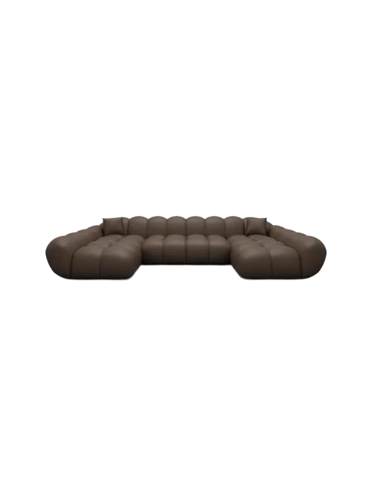 6-Sitzer Design Echtleder Panorama-Sofa „Levante Studio“ Echtleder Dark Brown BLOOMINGLOFT Collection
