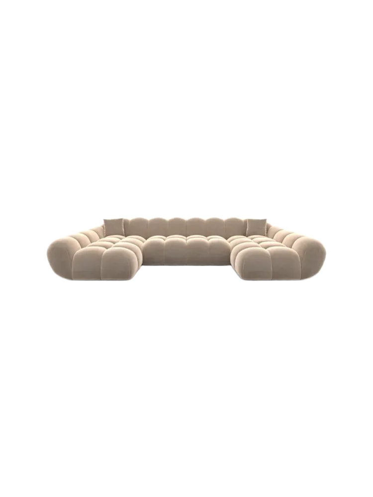 6-Sitzer Design Panorama-Sofa „Levante Studio“ mit Samtbezug Samtbezug Beige BLOOMINGLOFT Collection