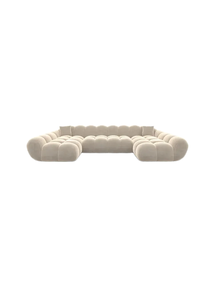 6-Sitzer Design Panorama-Sofa „Levante Studio“ mit Samtbezug Samtbezug Cream BLOOMINGLOFT Collection