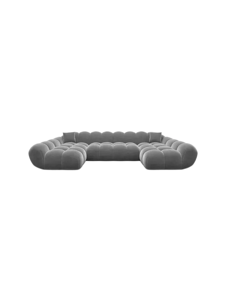 6-Sitzer Design Panorama-Sofa „Levante Studio“ mit Samtbezug Samtbezug Dunkelgrau BLOOMINGLOFT Collection