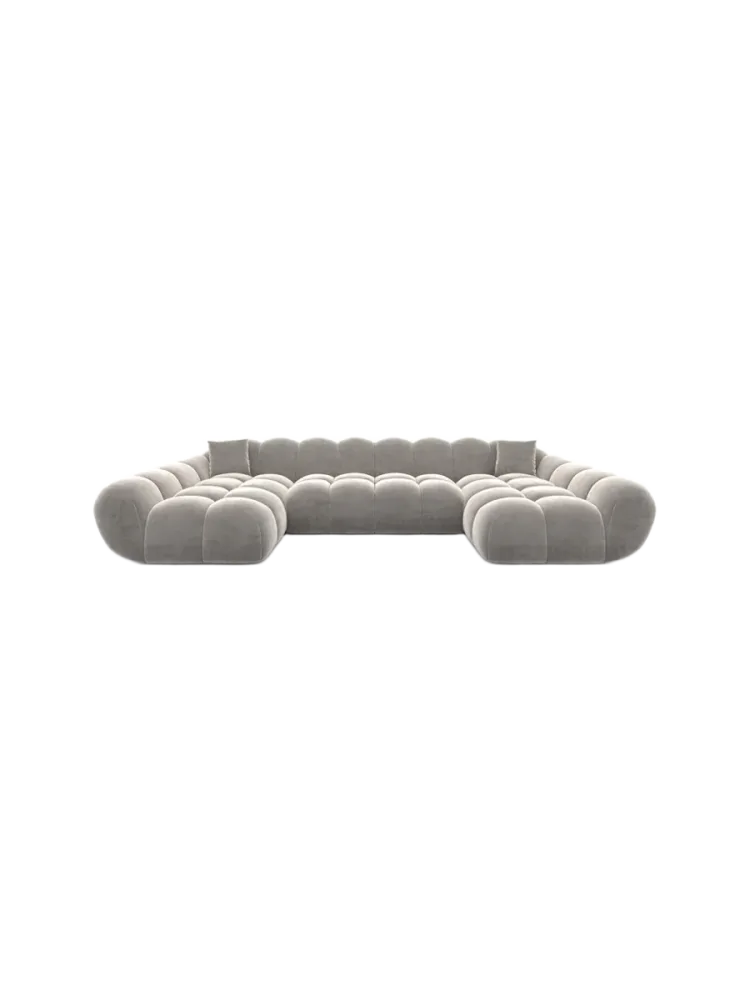 6-Sitzer Design Panorama-Sofa „Levante Studio“ mit Samtbezug Samtbezug Sand BLOOMINGLOFT Collection
