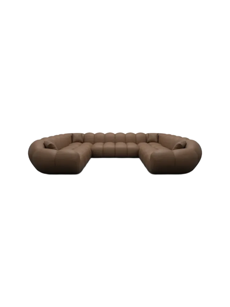 7-Sitzer Design Echtleder Panorama-Sofa „Levante Panorama“ Echtleder Choco Brown BLOOMINGLOFT Collection