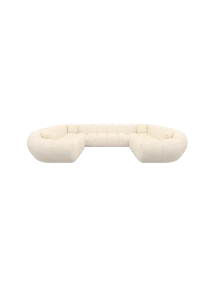 7-Sitzer Design Panorama-Sofa „Levante Panorama“ mit Strukturstoff-Bezug Strukturstoff Cream BLOOMINGLOFT Collection