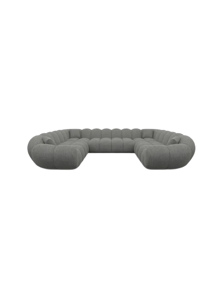 7-Sitzer Design Panorama-Sofa „Levante Panorama“ mit Strukturstoff-Bezug Strukturstoff Grau BLOOMINGLOFT Collection