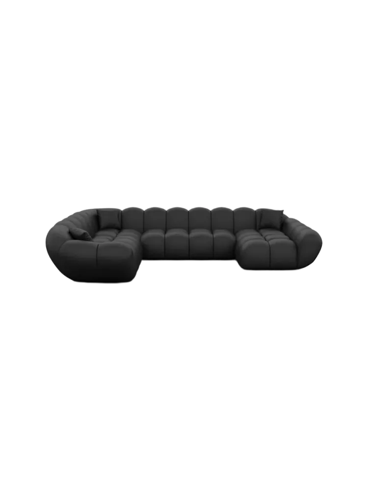 7-Sitzer Design Echtleder Panorama-Sofa „Levante XXL“ Echtleder Schwarz BLOOMINGLOFT Collection