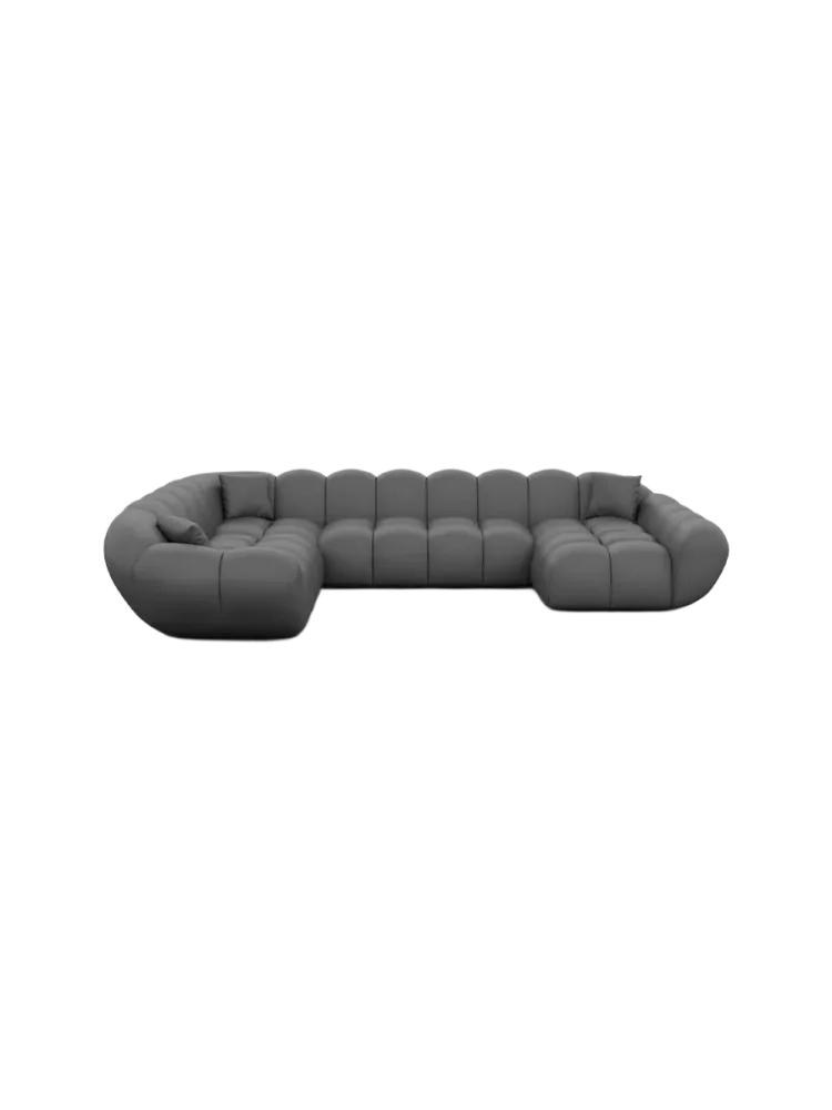 7-Sitzer Design Echtleder Panorama-Sofa „Levante XXL“ Echtleder Dark Grey BLOOMINGLOFT Collection