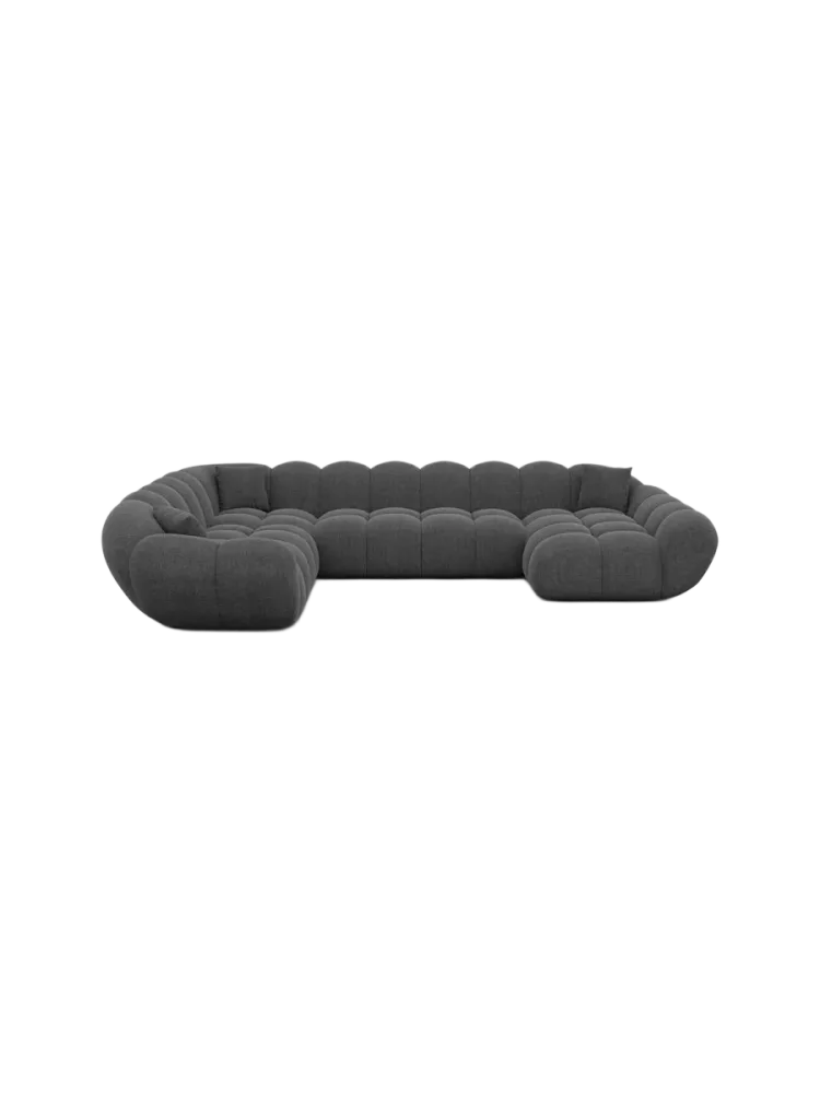 7-Sitzer Design Panorama-Sofa „Levante XXL“ mit Strukturstoff-Bezug Strukturstoff Anthrazit BLOOMINGLOFT Collection