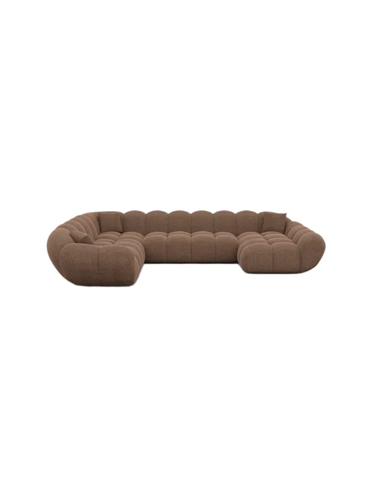 7-Sitzer Design Panorama-Sofa „Levante XXL“ mit Strukturstoff-Bezug Strukturstoff Braun BLOOMINGLOFT Collection