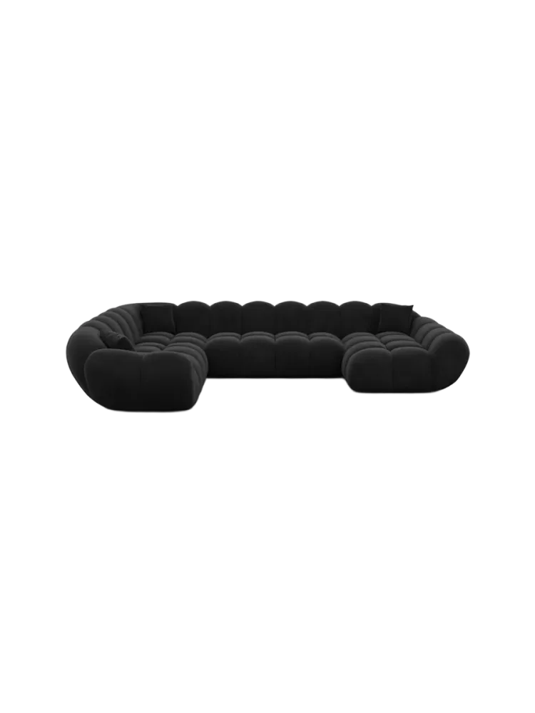7-Sitzer Design Panorama-Sofa „Levante XXL“ mit Samtbezug Samtbezug Schwarz BLOOMINGLOFT Collection