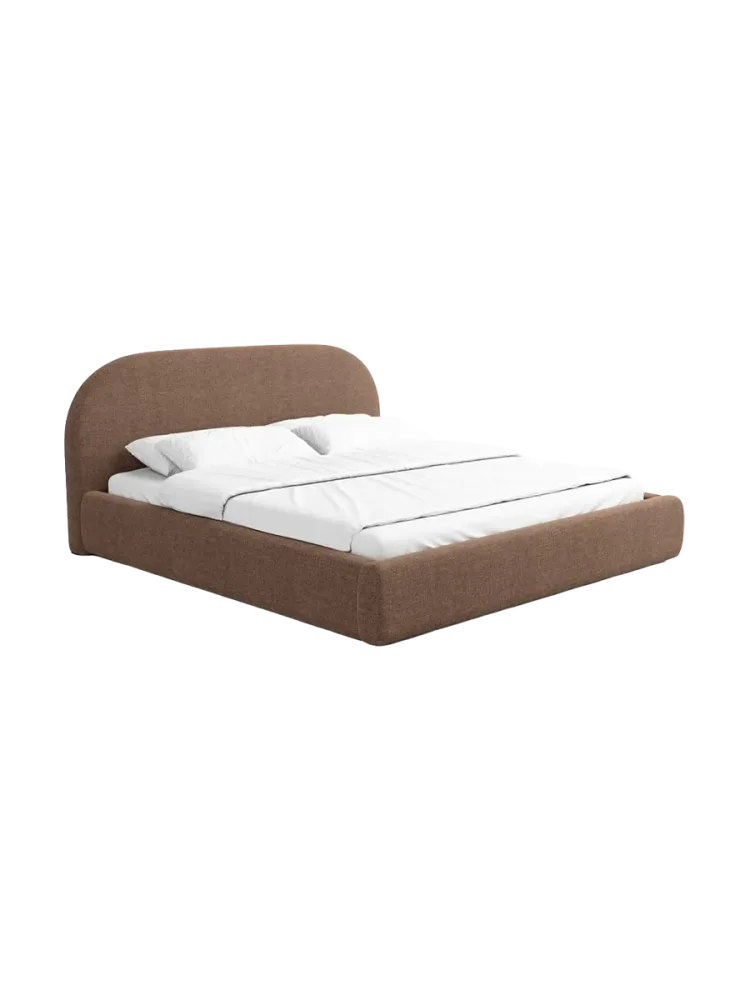 Design Polsterbett „Lamina“ mit Ablagefach, Webstoff Braun Strukturstoff Braun BLOOMINGLOFT Collection