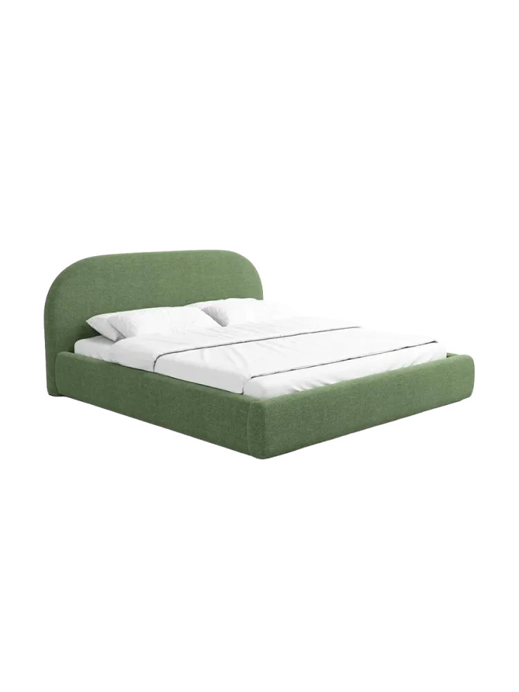 Design Polsterbett „Lamina“ mit Ablagefach, Webstoff Grün Strukturstoff Grün BLOOMINGLOFT Collection