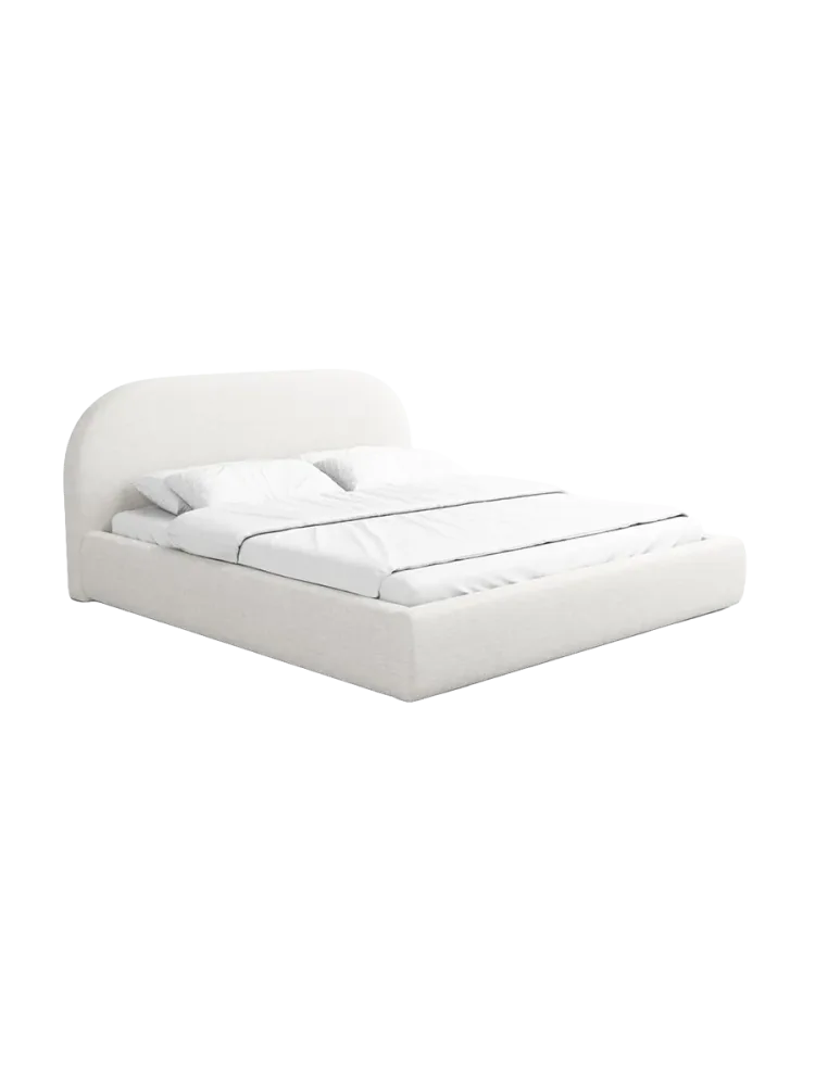 Design Polsterbett „Lamina“ mit Ablagefach, Webstoff Weiss Strukturstoff Weiss BLOOMINGLOFT Collection